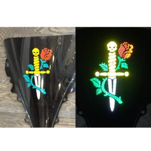 Skull Head Dagger and Rose Decal