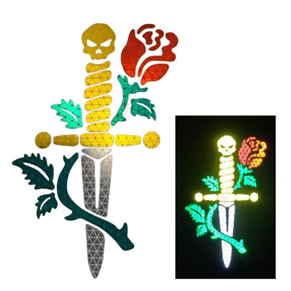 Skull Head Dagger and Rose Decal